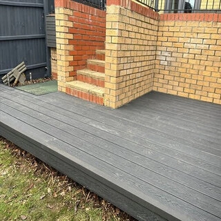 Walled steps onto decking